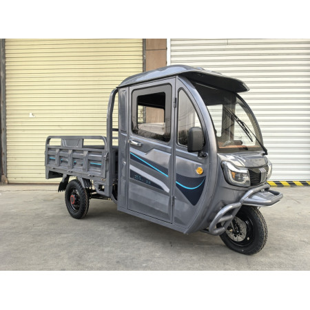 Triciclu Electric T09 cu cabina si bena basculabila 1000W 58Ah Gri Triciclu Electric T09 cu cabina si bena basculabila 1000W 58Ah Gri