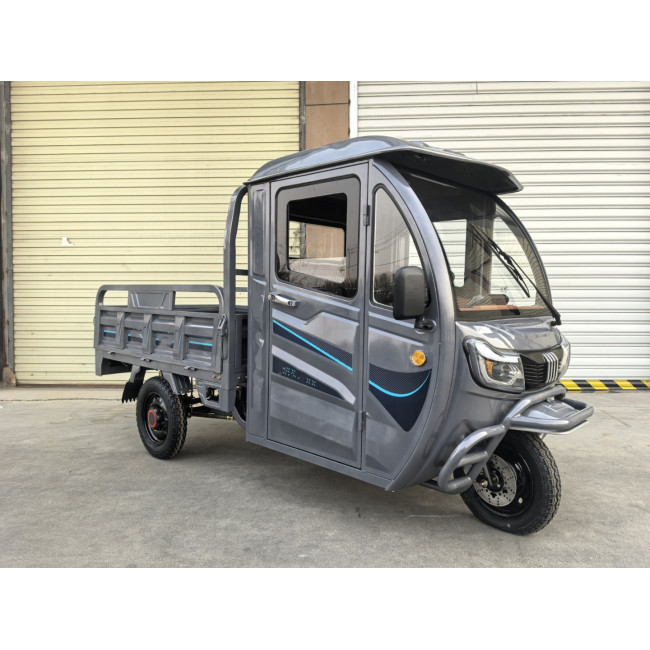Triciclu Electric T09 cu cabina si bena basculabila 1000W 58Ah Gri Triciclu Electric T09 cu cabina si bena basculabila 1000W 58Ah Gri