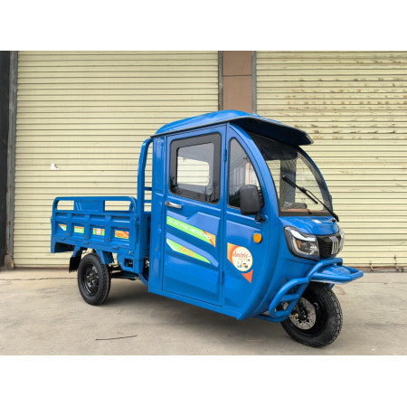 Triciclu Electric T09 cu cabina si bena basculabila 1000W 58Ah Albastru