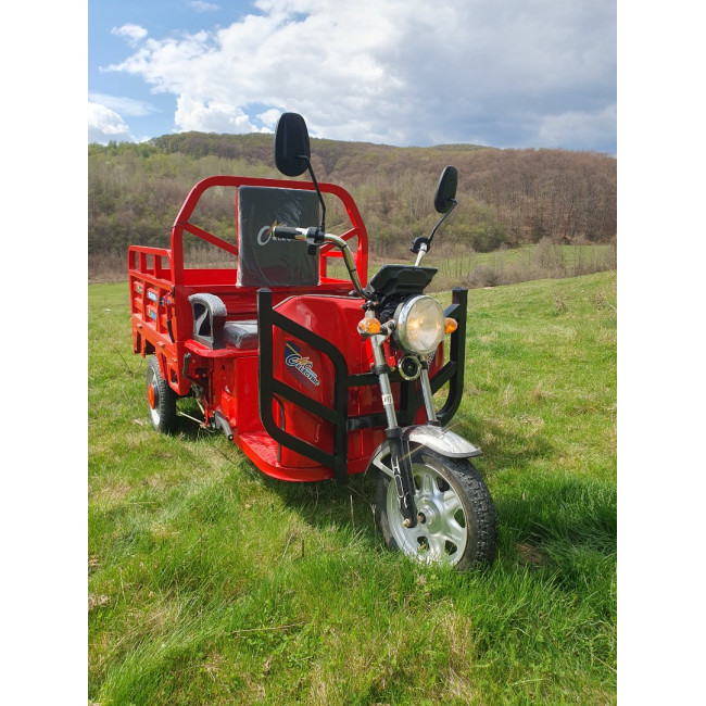 Triciclu Electric cu bena basculabila Tuk Tuk, GN1500DZH-7, Baterie 52Ah ROSU Triciclu Electric cu bena basculabila Tuk Tuk, GN1500DZH-7, Baterie 52Ah ROSU