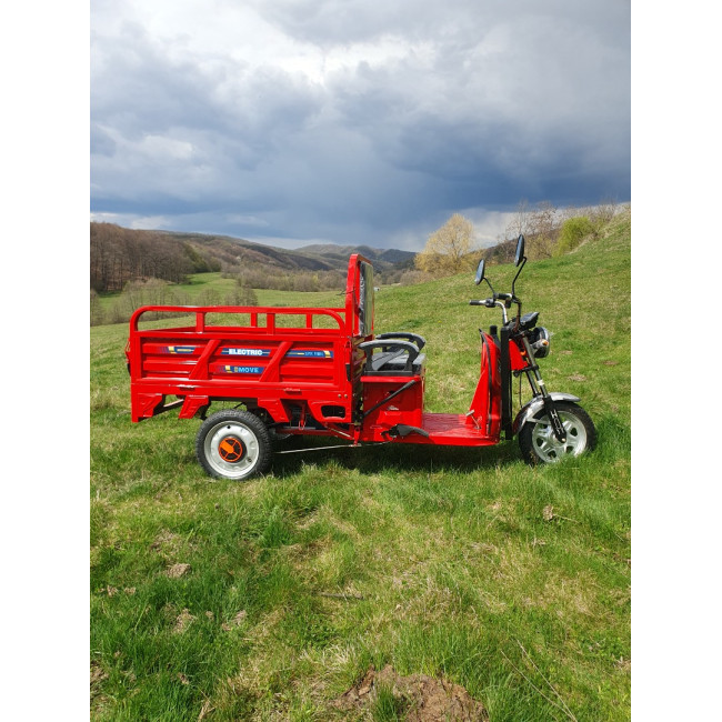 Triciclu Electric cu bena basculabila Tuk Tuk, GN1500DZH-7, Baterie 52Ah ROSU Triciclu Electric cu bena basculabila Tuk Tuk, GN1500DZH-7, Baterie 52Ah ROSU