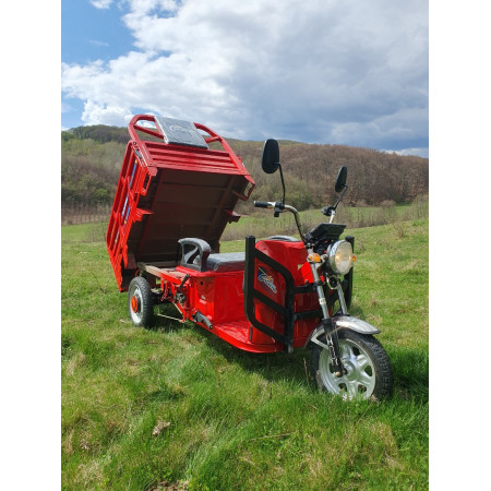 Triciclu Electric cu bena basculabila Tuk Tuk, GN1500DZH-7, Baterie 52Ah ROSU Triciclu Electric cu bena basculabila Tuk Tuk, GN1500DZH-7, Baterie 52Ah ROSU