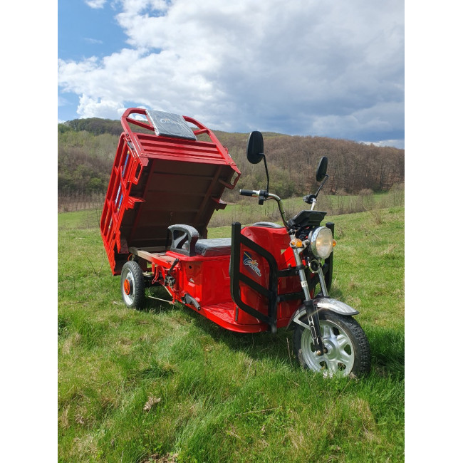 Triciclu Electric cu bena basculabila Tuk Tuk, GN1500DZH-7, Baterie 52Ah ROSU Triciclu Electric cu bena basculabila Tuk Tuk, GN1500DZH-7, Baterie 52Ah ROSU