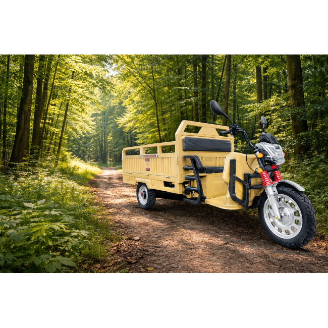 Triciclu Electric T08 cu bena basculabila 1500W 58Ah Alb