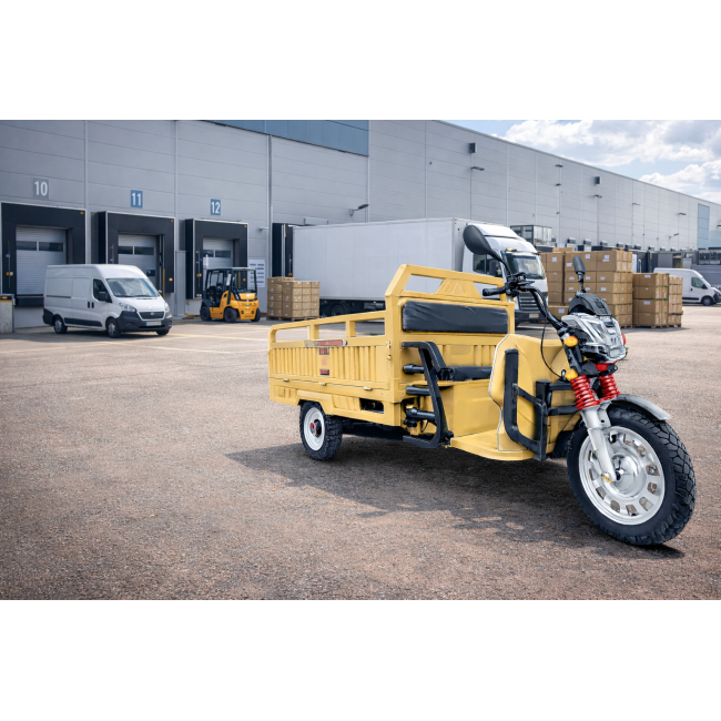 Triciclu Electric T08 cu bena basculabila 1500W 58Ah Alb